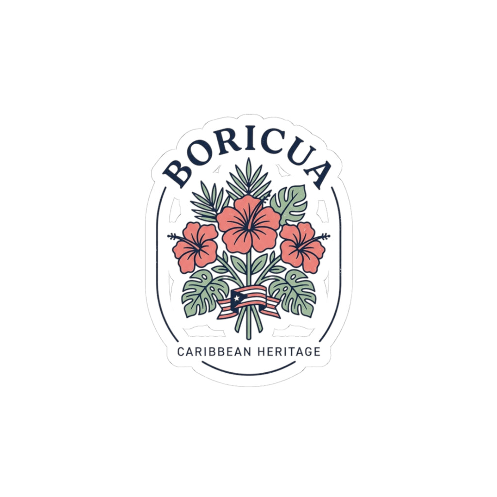 Boricua Floral Crest Kiss-Cut Stickers | Caribbean Heritage, Island Pride