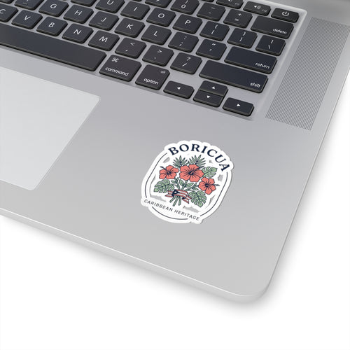 Boricua Floral Crest Kiss-Cut Stickers | Caribbean Heritage, Island Pride
